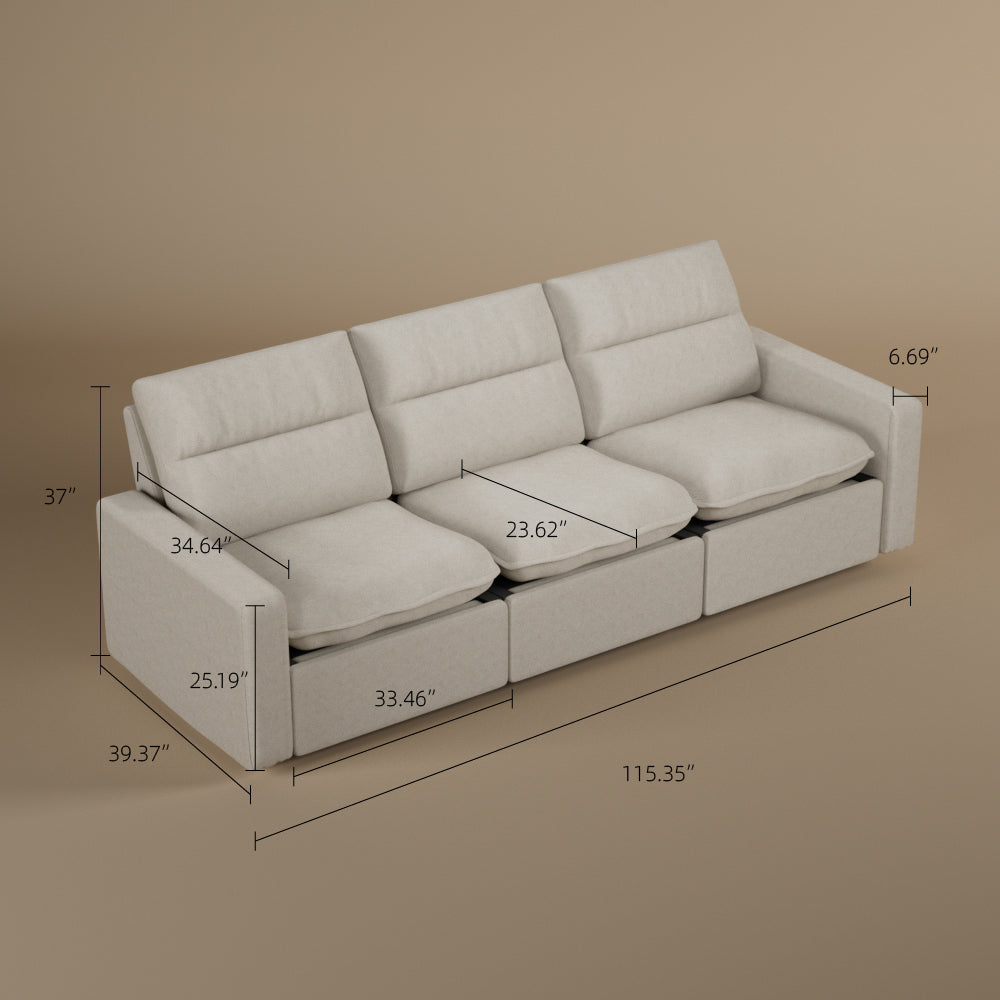80.34''Power Recliner Sofa with USB Ports, Adjustable Backrest & Footrest, High-Density Cushions, Modern Minimalist Living Room Sofa