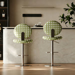 Load image into Gallery viewer, Modern Adjustable Swivel Bar Stool Green Polka Dot Upholstered Counter Chair 1 Piece
