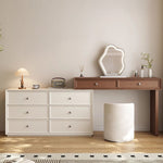 Load image into Gallery viewer, Solid Wood Vanity Desk with Side Cabinet and Upholstered Stool
