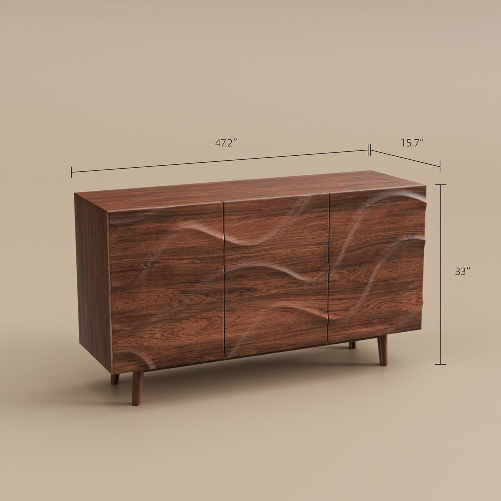 Modern Sideboard Wood 3-Door Cabinet Adjustable Shelves