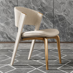 Load image into Gallery viewer, Modern Upholstered Dining Chair Set of 2 with Gold Metal Legs and Channel-Tufted Backrest
