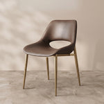 Load image into Gallery viewer, Modern Brown Dining Chair with Cutout Back and Gold Metal Legs 1 Piece
