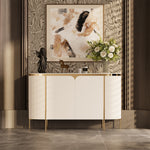 Load image into Gallery viewer, Luxury White &amp; Gold Dining Suite Convertible Expandable Dining Table Contemporary Sideboard
