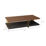Load image into Gallery viewer, 35.1″ Square Coffee Table with Dual-Tone Wood and Stone Base Modern Minimalist Design with Gold Metal Accents
