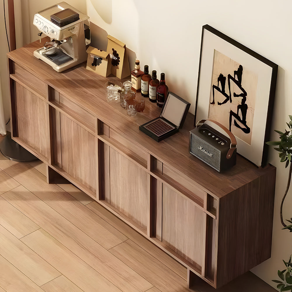 62.9'' Modern Walnut Sideboard Cabinet Wooden Buffet Storage Minimalist Console for Dining Room & Living Room