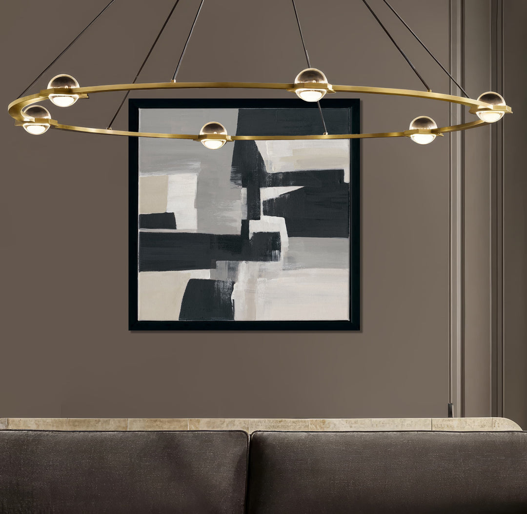 Original hand-painted minimalist abstract, calm tones and geometry creating an artistic ambience.