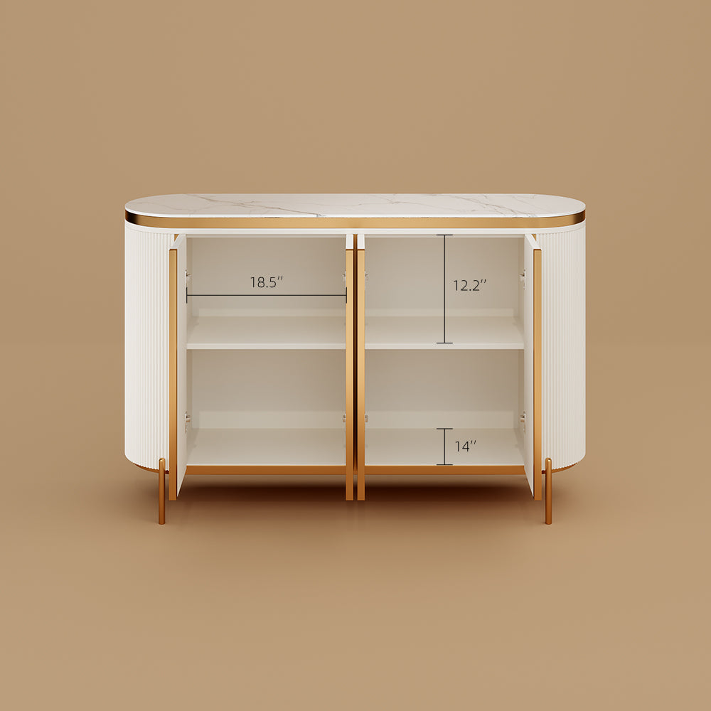 58.5" Elegant and Modern White and Gold Sideboard Cabinet with Ample Storage