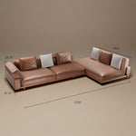 Load image into Gallery viewer, 110" Modern 4-Seater Leather Sofa Luxury Comfort with High-Density Foam Solid Wood Frame &amp; Brushed Stainless-Steel Accents
