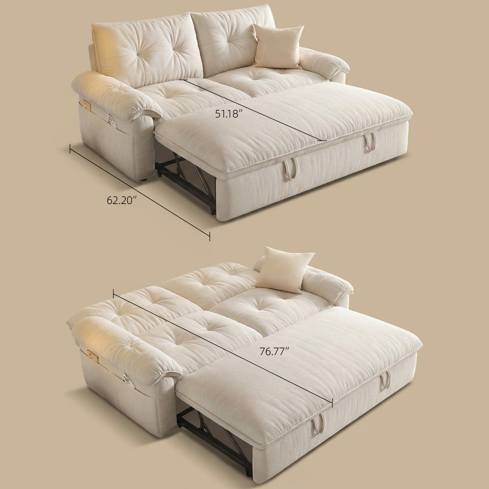 Modern Convertible Sofa Bed Tufted Fabric Sleeper Sofa Space Saving Pull Out Couch  Description