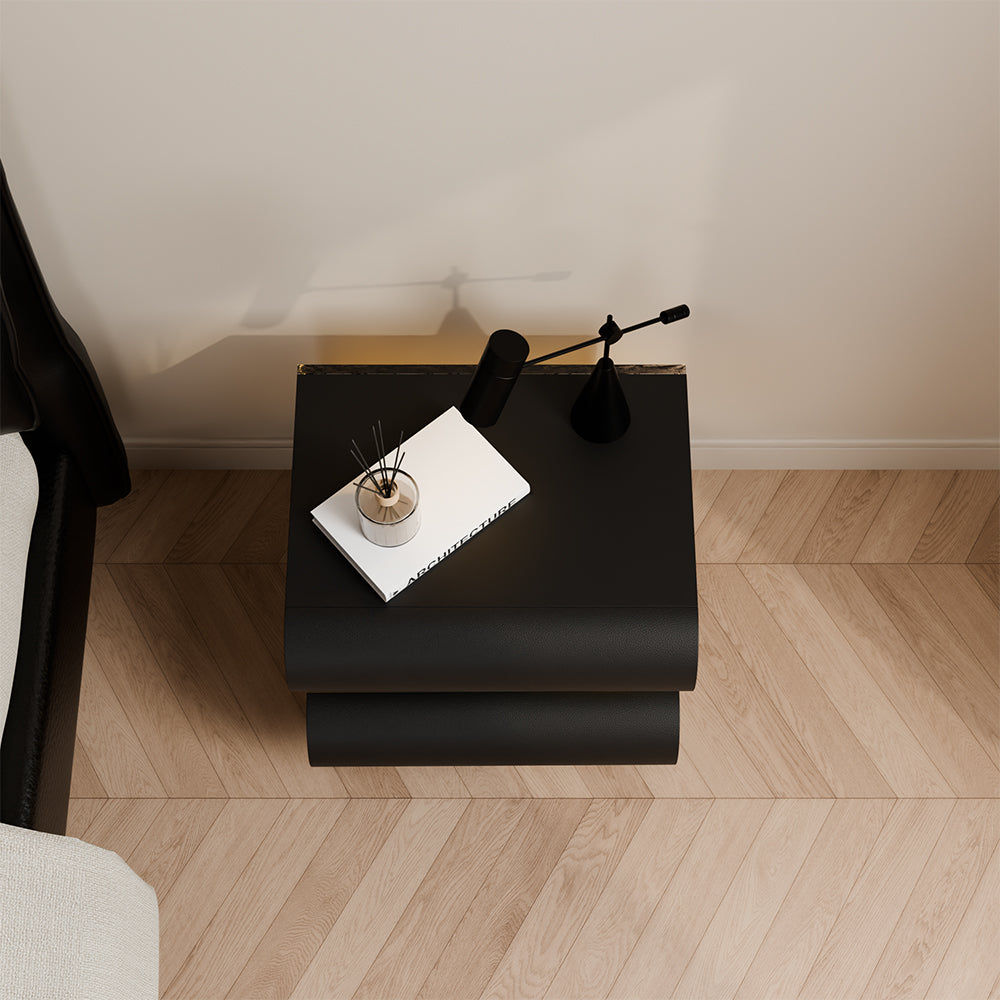 Modern Nightstand with Scratch-Resistant Leather & Smart Sensor Lighting