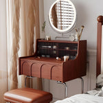 Load image into Gallery viewer, Brown Makeup Vanity Table Set with LED Mirror &amp; Stool
