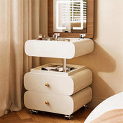Convertible Vanity Desk with LED Mirror Transforms into Nightstand Height Adjustable Makeup Table with Storage Drawers
