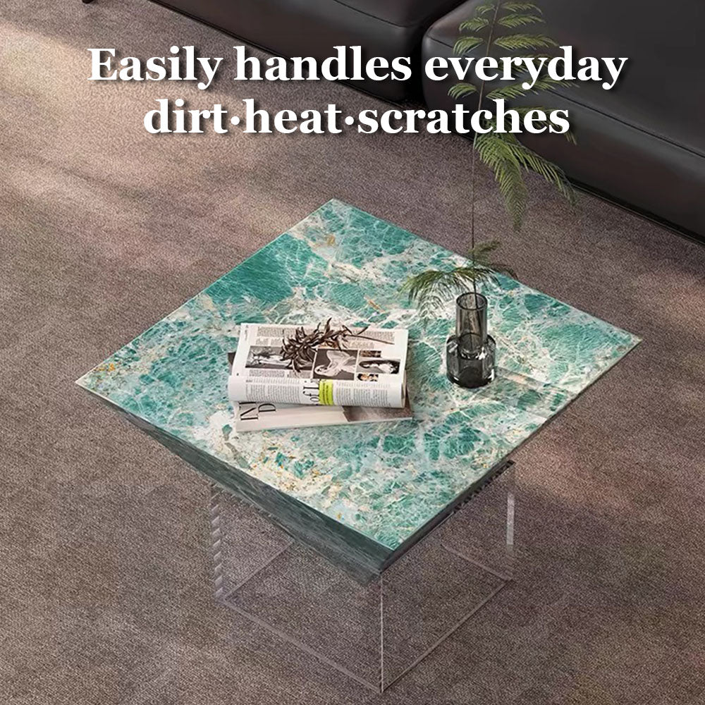 23.6'' Modern Acrylic Floating Coffee Table Creative Geometric Design with a Suspended Visual Effect