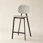 Load image into Gallery viewer, Modern Minimalist Bar Stool Black Metal Counter Chair with White Curved Backrest 1 Piece
