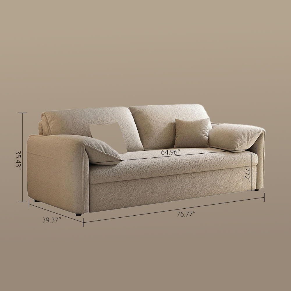 76" Beige Sleeper Sofa with 3.9" Thick Spring Mattress Modern Space-saving Design