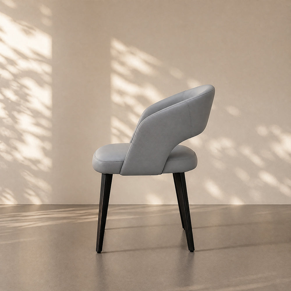 Modern Hollow Back Grey Faux Leather Padded Seat Contemporary Dining Chair 1 Piece