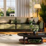 Load image into Gallery viewer, 55.9" Norwegian Jungle Print Arched Carved Oval Coffee Table With Drawer
