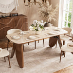 Load image into Gallery viewer, Dining Table with Ceramic Stone Top Wooden Base Modern Elegant Design for Dining Room
