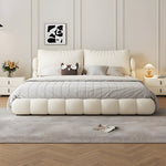 Load image into Gallery viewer, Queen Size Modern Bed with Ultra-Fiber Leather Steel-Wood Slatted Frame and Sleek Minimalist Design
