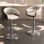Load image into Gallery viewer, Modern Adjustable Swivel Bar Stool PU Leather Upholstered Counter Height Bar Chair with Stainless Steel Base 1 Piece
