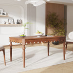 Load image into Gallery viewer, 54&#39;&#39;Vintage Carved Dining Table Solid Wood Build Elegant Silhouette Multi-Scene Use
