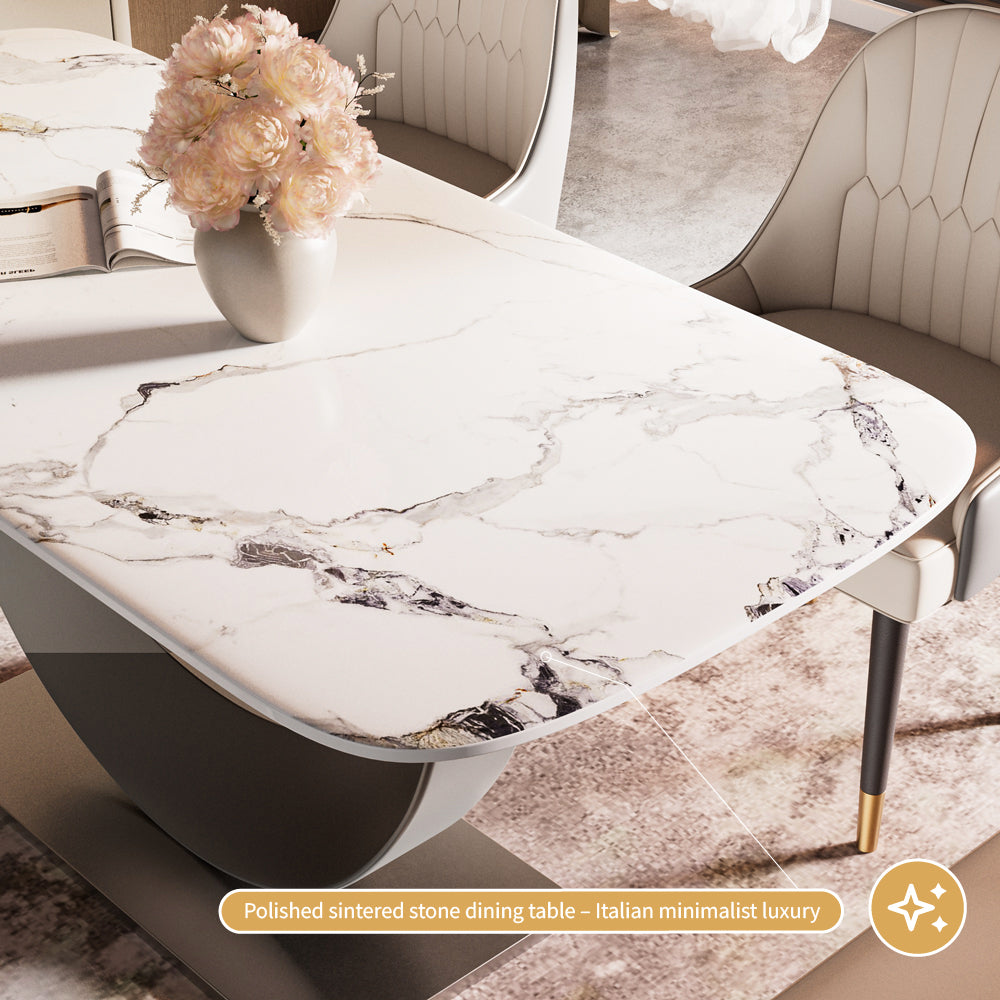 Square Dining Table Contemporary U-Shaped Metal Base Perfect for 4-6 People