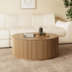 Load image into Gallery viewer, 33.15″ Round Coffee Table Wood Finish Modern Minimalist Style for Living Room
