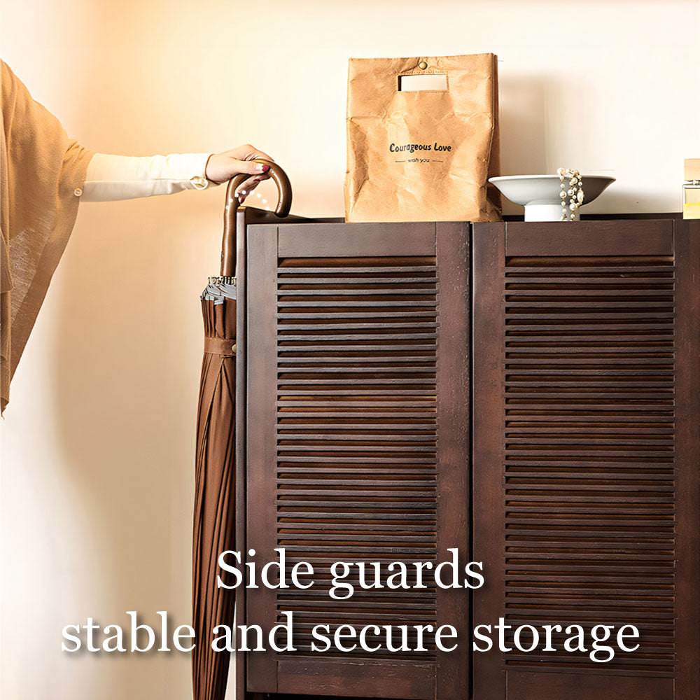 31.4''/47.2'' Modern Wooden Shoe Cabinet with Louvered Doors Large Capacity Entryway Storage Organizer