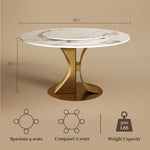 Load image into Gallery viewer, Round Dining Table Lazy Susan Marble Effect and Gold Metal Base Perfect for 4-6 People

