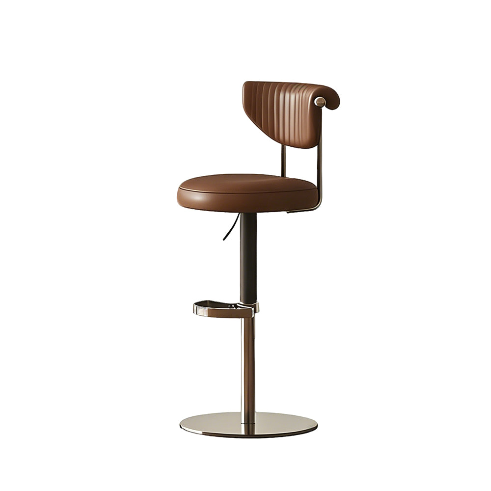 1 Piece Modern Adjustable Bar Stool with Geometric Woven Velvet Upholstery and Stainless Steel Base