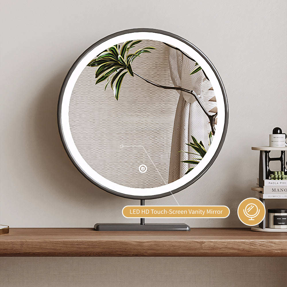 Modern Makeup Vanity Set with LED Mirror and Stool