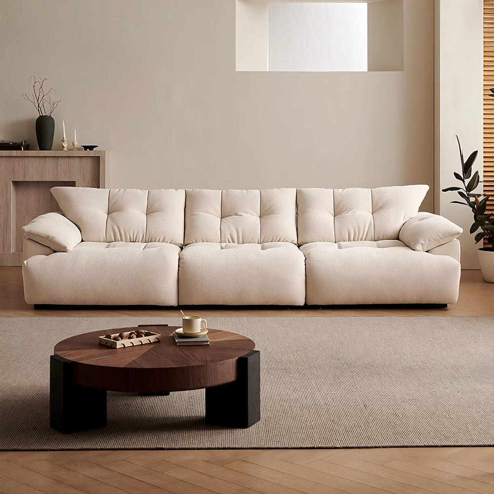 Modern Deep-Seat Tufted Chenille Sofa with Oversized Cushions