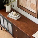 Load image into Gallery viewer, 70.87&quot; Mid-Century Ribbed TV Console Natural Red Oak Retro Wood Finish Fluted Design
