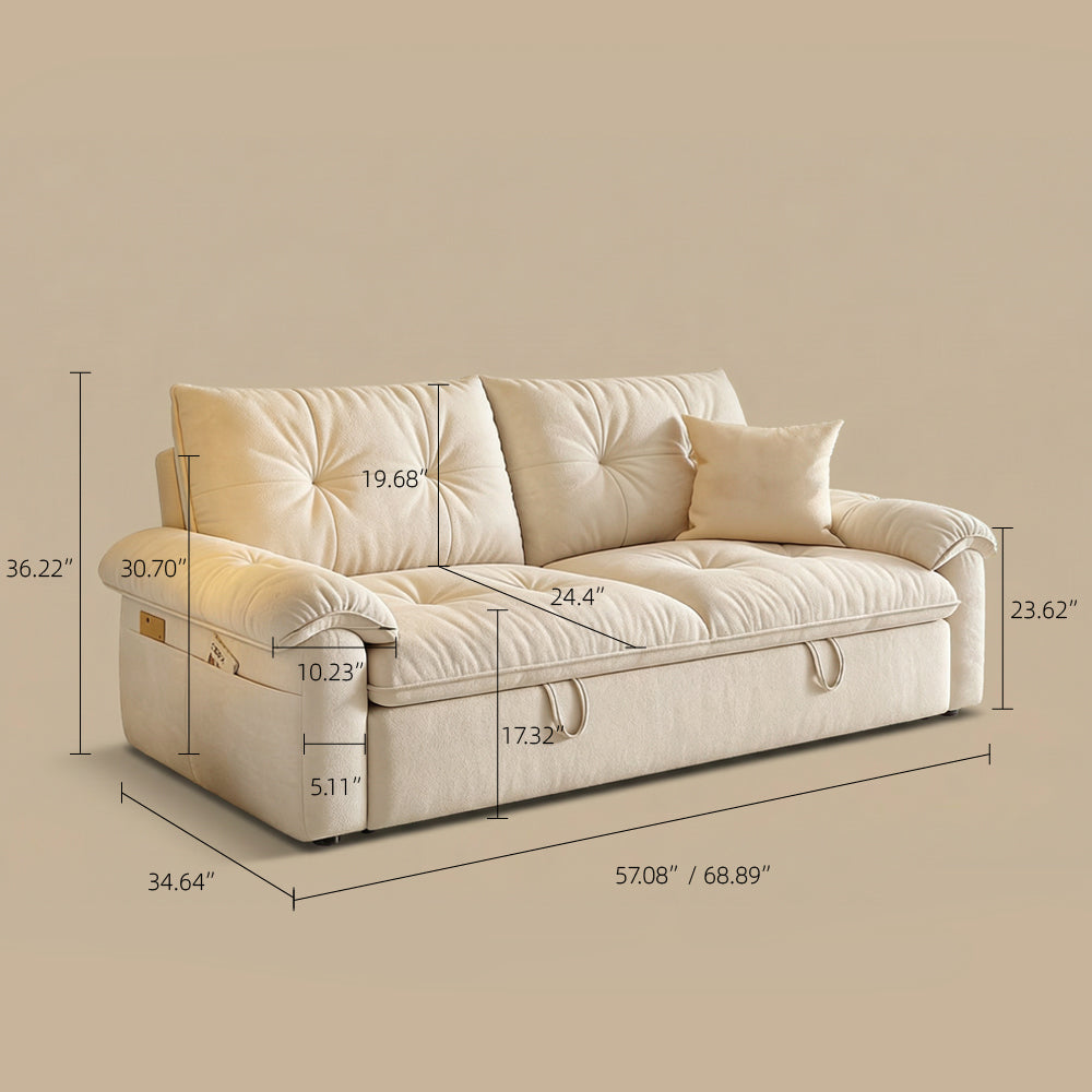 Modern Convertible Sofa Bed Tufted Fabric Sleeper Sofa Space Saving Pull Out Couch  Description