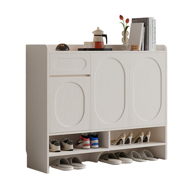 Shoe Cabinet Three-door Design Holds 15 Pairs Hollow Base 12cm Height Modern Storage Organizer