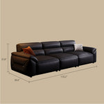 Load image into Gallery viewer, Modern Black Leather Sofa Oversized Low-Profile Design with Wide Armrests
