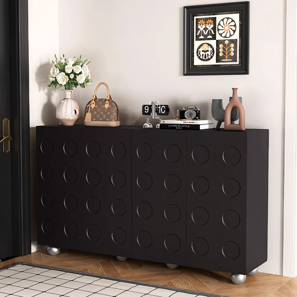 55.1''/62.9'' Modern Black Shoe Cabinet Large Capacity Entryway Storage Organizer