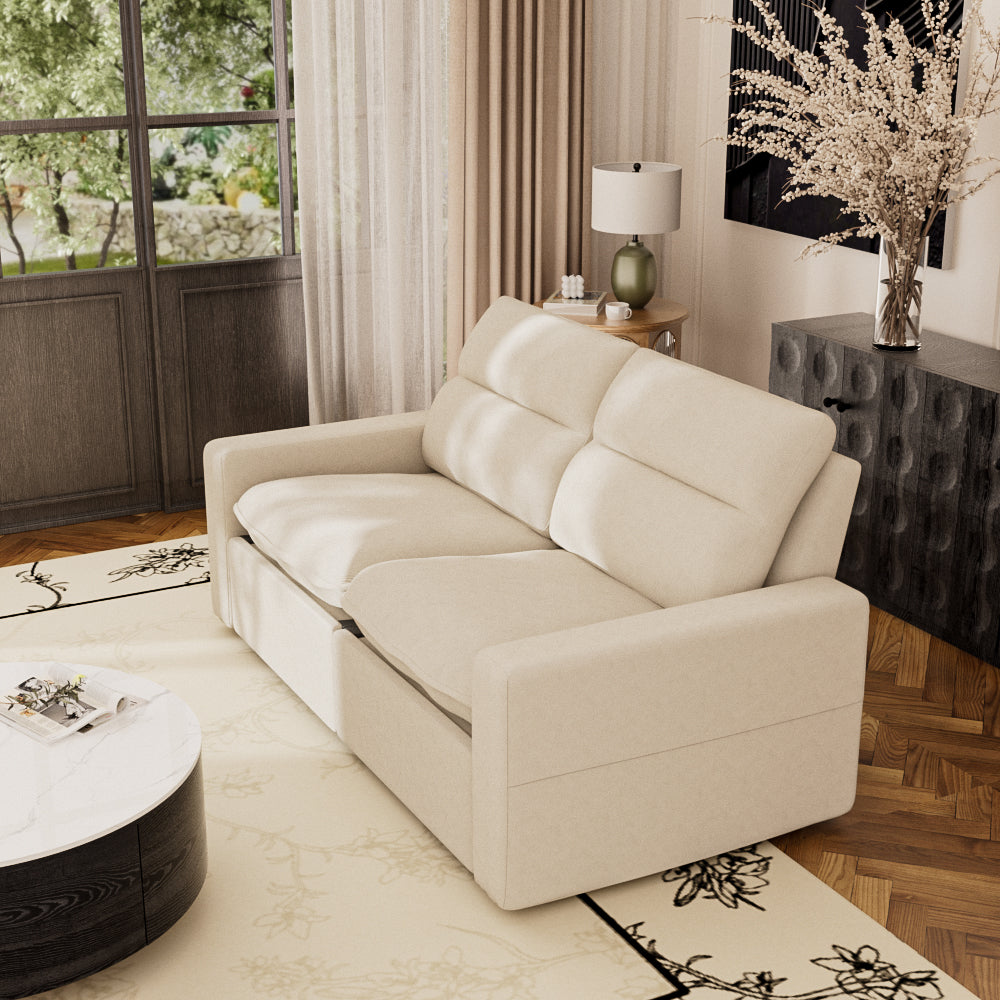 80.34''Power Recliner Sofa with USB Ports, Adjustable Backrest & Footrest, High-Density Cushions, Modern Minimalist Living Room Sofa
