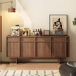 Load image into Gallery viewer, 62.9'' Modern Walnut Sideboard Cabinet Wooden Buffet Storage Minimalist Console for Dining Room &amp; Living Room
