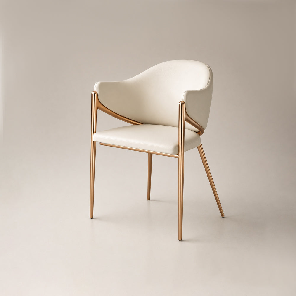 Modern Bouclé Dining Chair with Gold Metal Frame and Curved Backrest 1 Piece