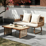 Load image into Gallery viewer, 55.1" Outdoor PE Rattan Loveseat with Cushioned Seat and Pillow Backrest
