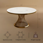 Load image into Gallery viewer, Elegant Round Sintered Stone Dining Table Gold Metal Base

