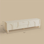 Load image into Gallery viewer, 78.7'' Modern Sculpted White TV Stand with Artistic Panel Design

