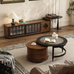 Load image into Gallery viewer, 33.1&quot; Nesting Coffee Table Set with Lift Top Water Ripple Glass Walnut Vintage Style
