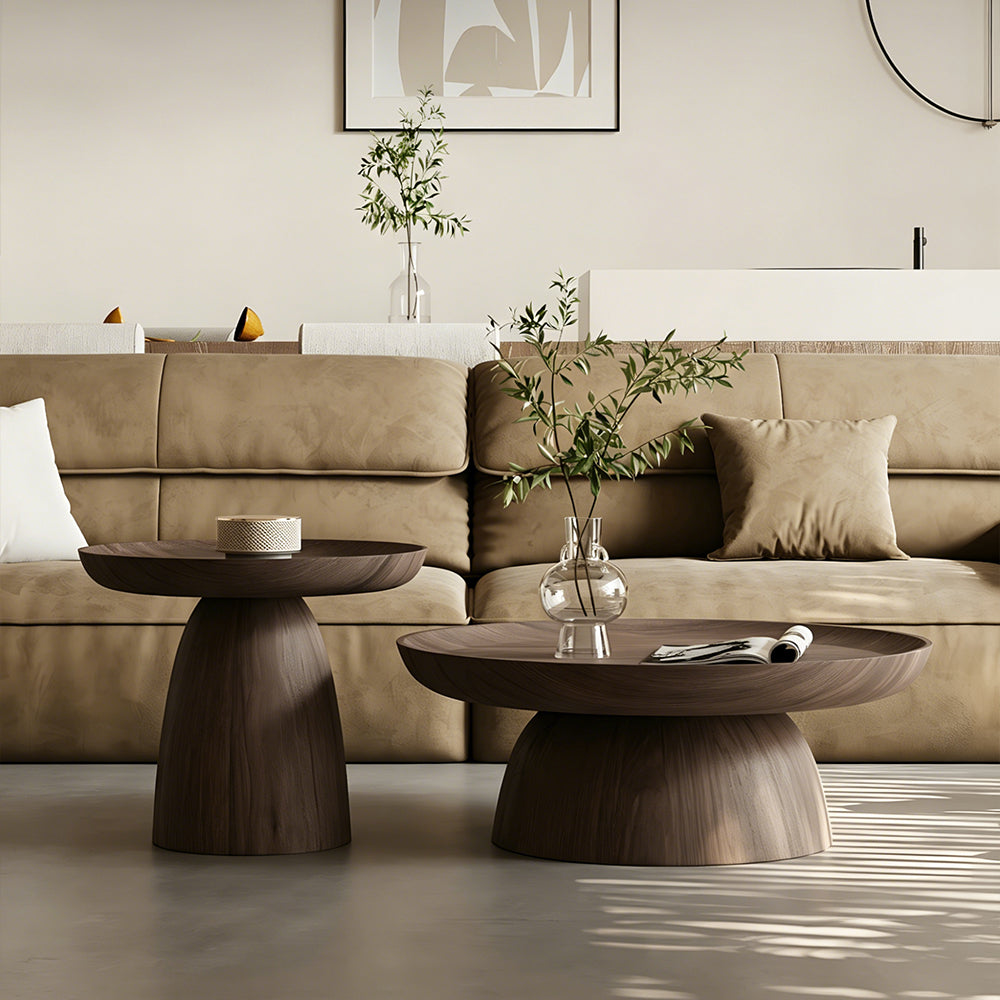 Modern Contemporary Walnut Nesting Coffee Table Set for Living Room