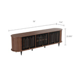 Load image into Gallery viewer, 78&quot; Retro TV Stand Curved Edge Design Arched Glass Doors Long Storage Cabinet Vintage Style Unit

