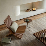 Load image into Gallery viewer, Modern Curved Solid Wood Lounge Chair with Sculptural Slatted Design
