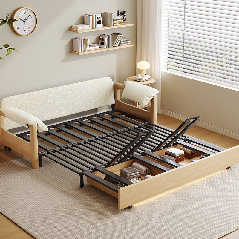Sofa Bed with Storage Space Convertible Design Solid Wood Sponge Fabric