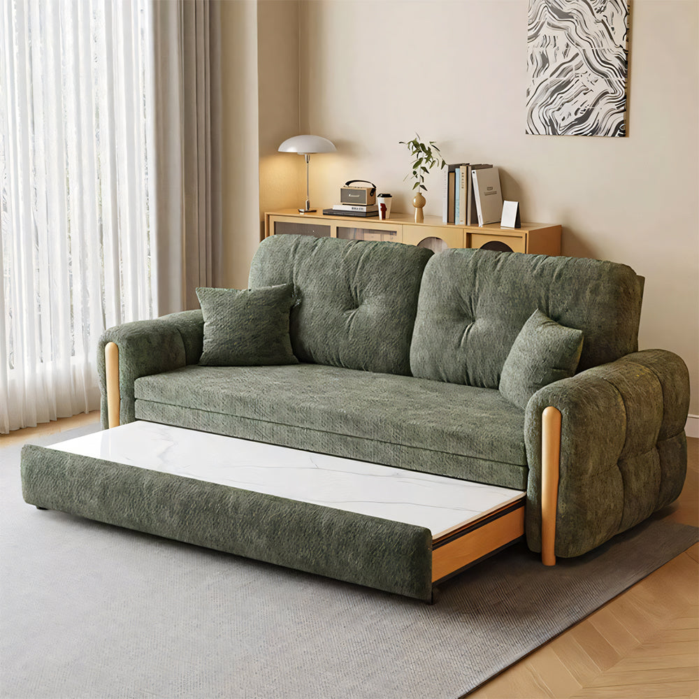Modern Smart Sofa Bed with Built-in Electric Lift Coffee Table and Storage