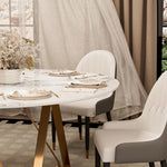 Load image into Gallery viewer, Round Marble Dining Table Modern Gold Metal Base with Lazy Susan
